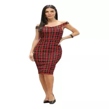 Vestido Midi Xadrez Com Alças E Fenda Na Lateral Feminina