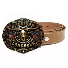 Cinto Country Couro Legitimo Fivela Cowboy American Longhorn