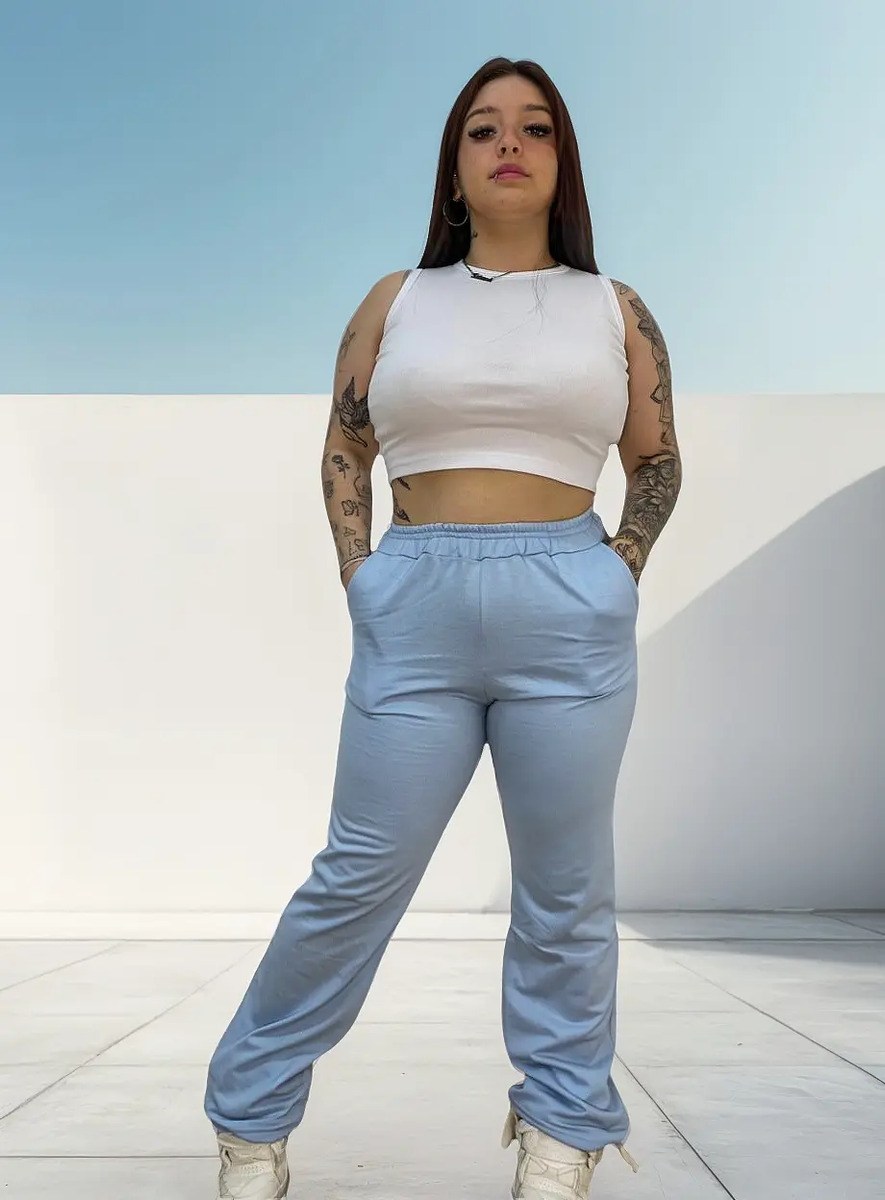 Pantalón Palazzo Mujer Jogging Algodón Talles Y Colores