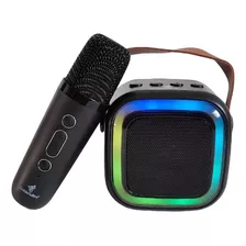 Caixa De Som Mini Bluetooth Karaokê C Microfone Luzes Led
