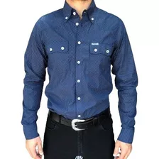 Camisa Americanizada Azul Marinho Com Bolso Masculina Dágora