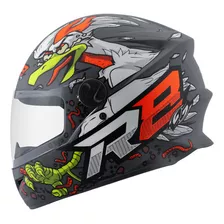 Capacete Moto Viagem Customizado Fechado R8 Rocket Chicken Cor Cinza Tamanho Do Capacete 62