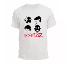 Remera Gorillaz Black Faces