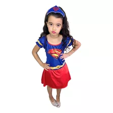 Fantasia Da Super Girl Vestido Infantil Com Tiara