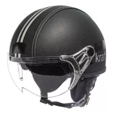 Capacete Aberto Kraft Old School Vintage Preto Revestido 58