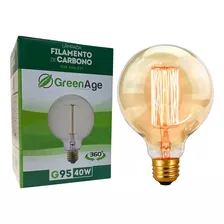 Lâmpada Filamento De Carbono G95 40w 220v E27 Retrô Vintage Decorativa Branco Quente - Green Age