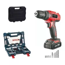 Furadeira Parafusadeira Bat 12v Mondial Biv + Kit Bosch