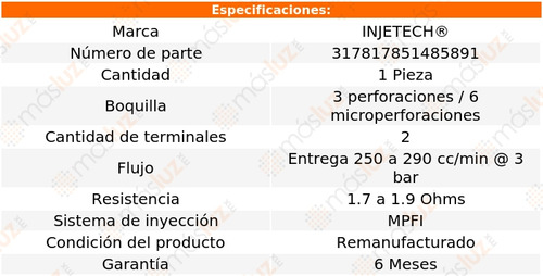 1) Inyector Combustible Cavalier L4 2.4l 96/98 Injetech Foto 4