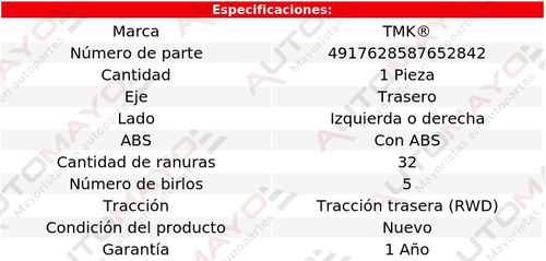 1 - Maza Tras Izq/der Con Abs Tmk Mustang V8 5.2l Ford 15-20 Foto 2