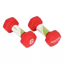 Par Pesas Mancuernas 6 Lb (2.7 Kg) Neopreno Bodyfit Color Rojo