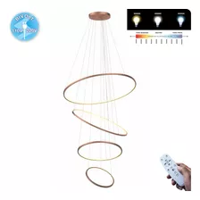 Lustre Led 126w Moderno Pendente Anéis 4 Arcos Cor Rosé