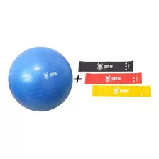 Kit Mini Band Bola Pilates 55 Cm Media Suiça Treino Odin Fit Cor Azul