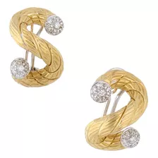 Aretes Estriados Diamantes Queen En Oro Amarillo 18 Kilates.