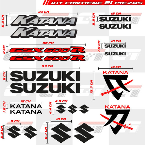 Kit Stickers Katana Gsx 600r Suzuki Calcomanas Vinil Moto Foto 2