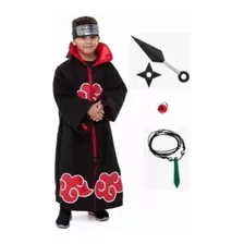 Kit Manto Akatsuki Infantil+ Anel, Bandana, Kit Kunai, Colar