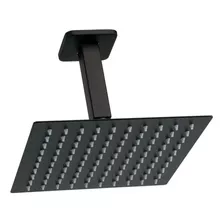 Ducha Slim Quadrado 20x20 Black Com Braço Suporte Teto 10 Cm