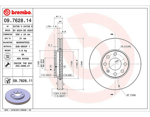 Rotor Freno Izq/der Delantero Zafira L4 1.8l 02/06 Brembo Foto 2