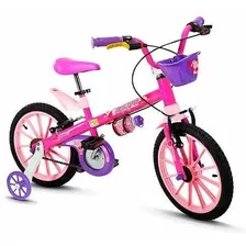 Bicicleta Aro 16 Feminina Top Girls Rosa Nathor C/ Cesta