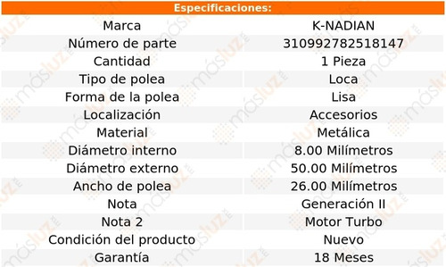 Polea Lisa Metalica Renault Laguna L4 2.0l 06 K-nadian Foto 3