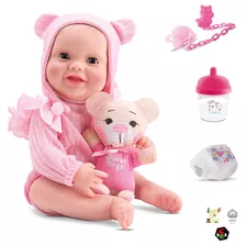 Boneca Bebe Reborn Newborn - Abre E Fecha Os Olhos-c/ursinho