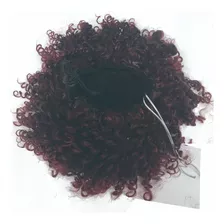 Aplique Coque Alto Afro Puff Cacheado Cores Variadas Cor #t1b/bug Castanho Escuro Com Mechas Ruivas