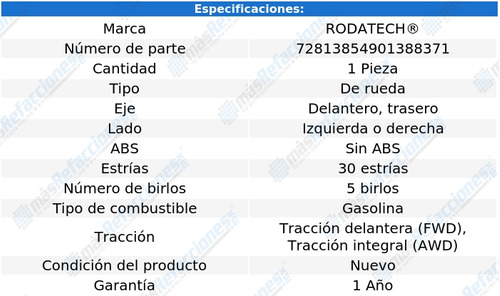 1 Maza Rueda Del O Tras Santa Fe V6 3.5l 10 Al 12 Rodatech Foto 6