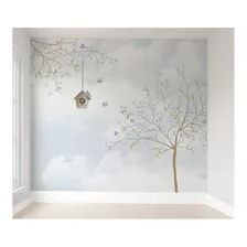 Papel De Parede Infantil Árvore Autocolante 6m² Vr312