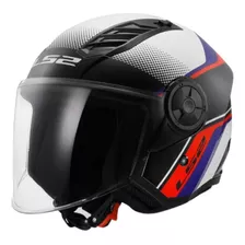 Casco Abierto Ls2 Of616 Airflow Ii Cover Blanco Azul