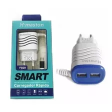 Carregador H'maston F020 Usb De Parede Azul