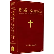 Bíblia Sagrada Com Harpa Avivada E Corinhos | Arc | Letra Hipergigante | Capa Semiflexível Bordô