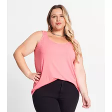 Blusa De Alças Feminina Plus Size Secret Glam Rosa