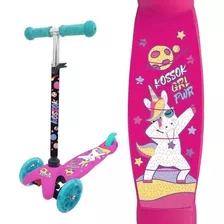 Monopatín Kossok Fun Scooter 3 Ruedas Silicona Led Infantil Color Du 702 - Rosa