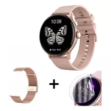 Smartwatch Dt2 Doble Malla Y Film Protector Rosa Llamadas