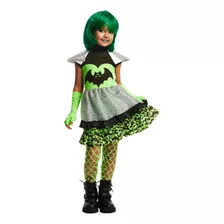 Fantasia Vampira Halloween Infantil Com Peruca Luva E Meia