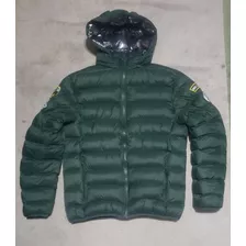 Campera Puffer Inflada Verde Rever Pass Impecable Waterproof