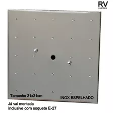 Base Inox Espelhado Para Lustre 21x21cm 24 Furos