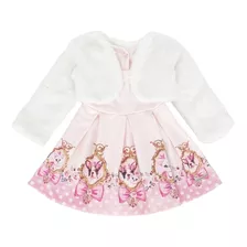 Vestido Infantil Bebê Kiki Xodó Com Colete Luxo