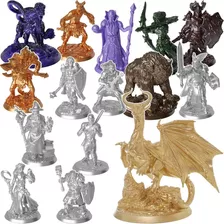 Kit Lote 14 Miniaturas + Dragão Rpg Jogo Mesa Dnd Qualidade