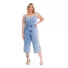 Macacão Pantacourt Jeans Plus Size Lançamento Top