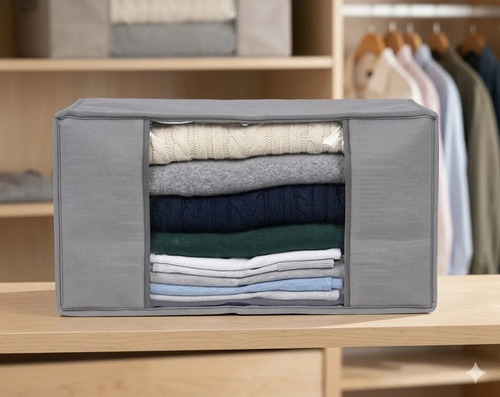 Organizador De Ropa Caja Organizadora Hogar Pack Organizador Gris Oscuro