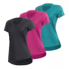 Kit 3 Blusa Academia Feminina Dry Fit Blusinha Fitness Uv 