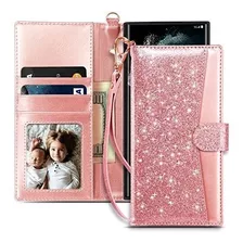 Funda Para Samsung S22 Utra Billetera C/correa Glitter Rosa 