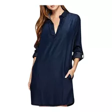 Vestido De Mujer Denim Azul Camisa Vaquera Lavada Vintage Co