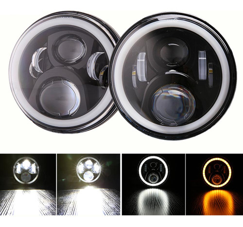 * 2 Faros Led 7 Pulgadas Ojo ngel Wrangler Jeep Vocho Foto 2