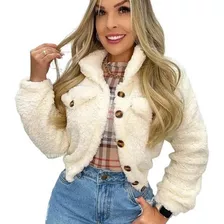 Casaquinho Frio Cardigan Ted Pelo Pelucia Botão