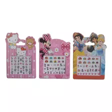 Kit 100 Adesivos Para Unha Infantil Princesas Hello Minnie