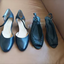 Lote 2 Pares: Sandalias Y Zapatos, De Cuero N 36