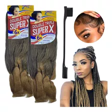 Kit 2 Pacotes Cabelo Jumbo Super X Tranças Escova Baby Hair 