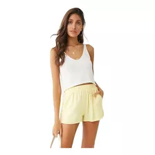 Forever21 Short Casual Elastico Cintura Con Bolsas Amarillo