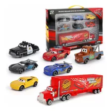 Relâmpago Mcqueen Kit Carreta + 6 Carrinhos Filme Carros 3